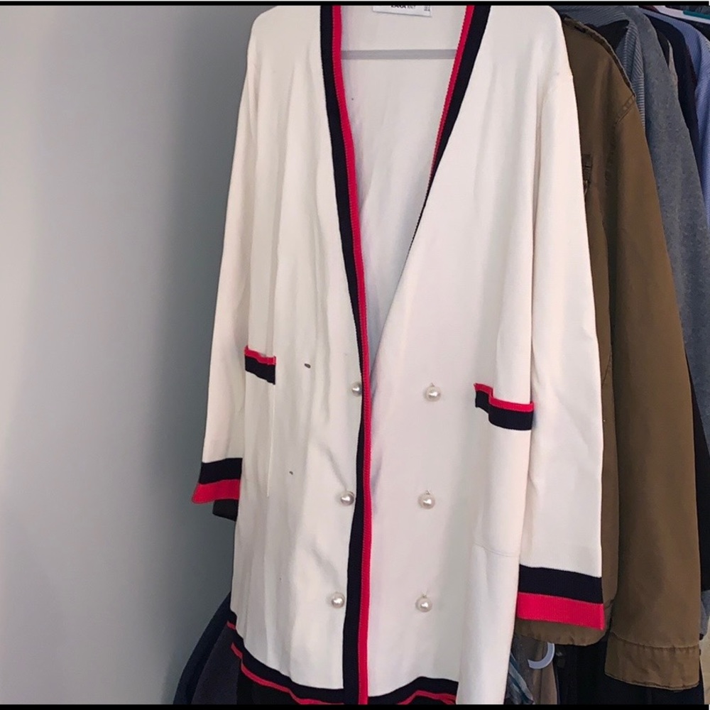 Designer inspired Zara Cardigan w/ pearl detail.